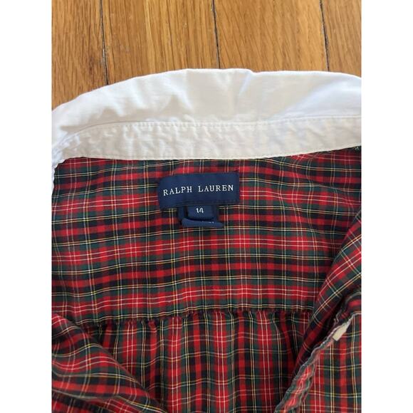 Polo Ralph Lauren Vintage Casual dress Wanita red plaid Size 14 A001819 - Picture 2 of 7